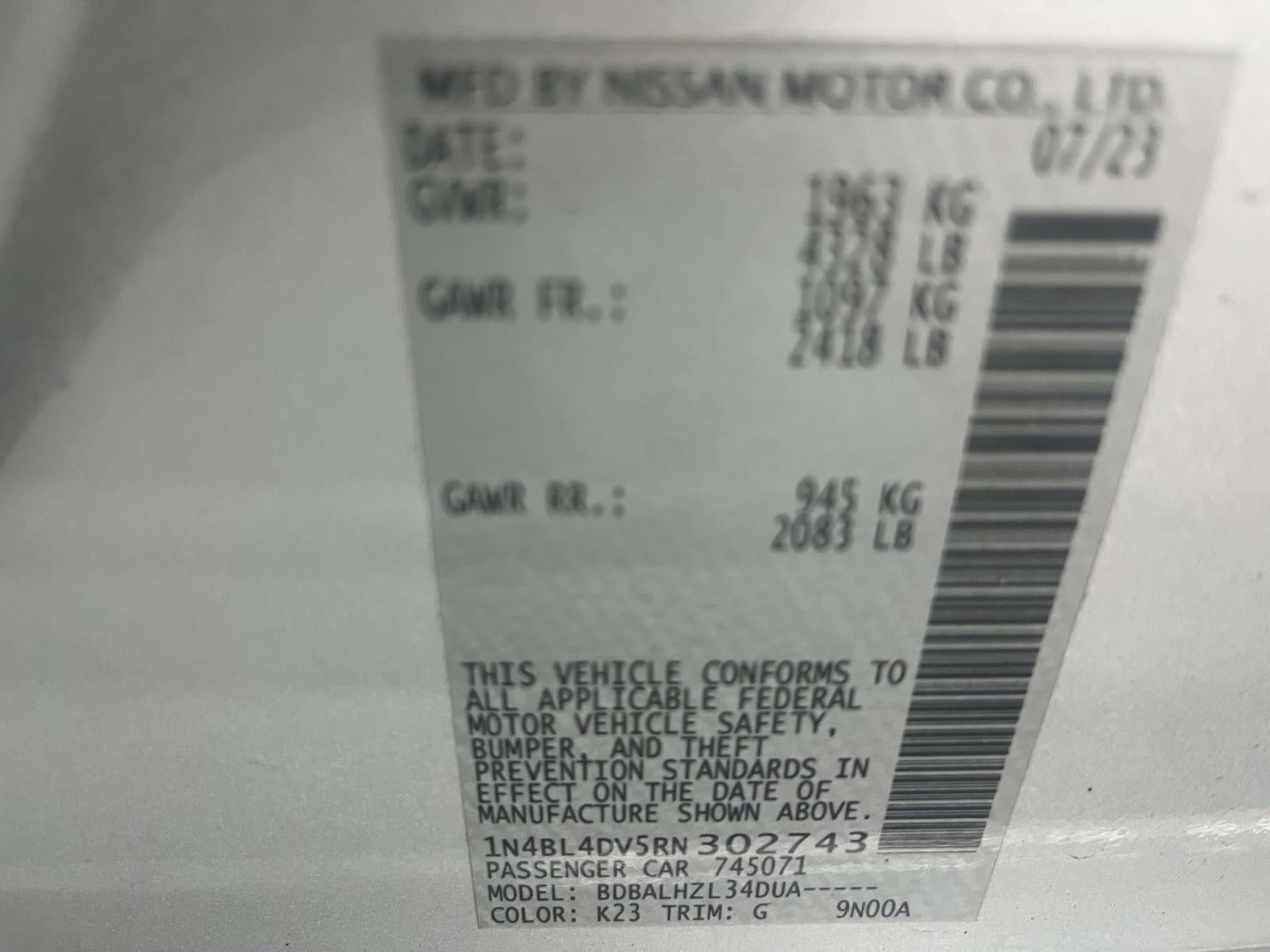 2024 Nissan Altima SV FWD