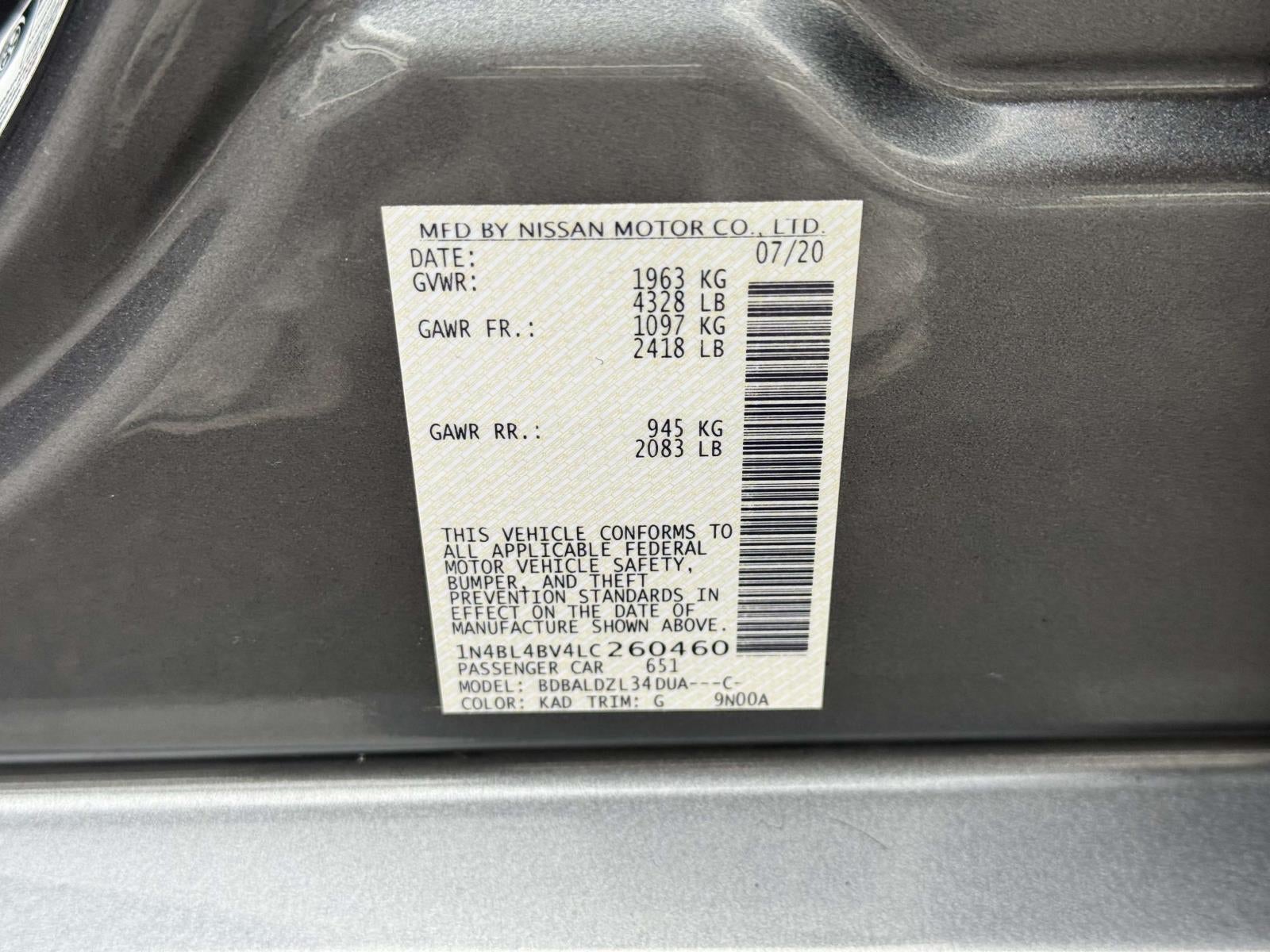 2020 Nissan Altima S FWD