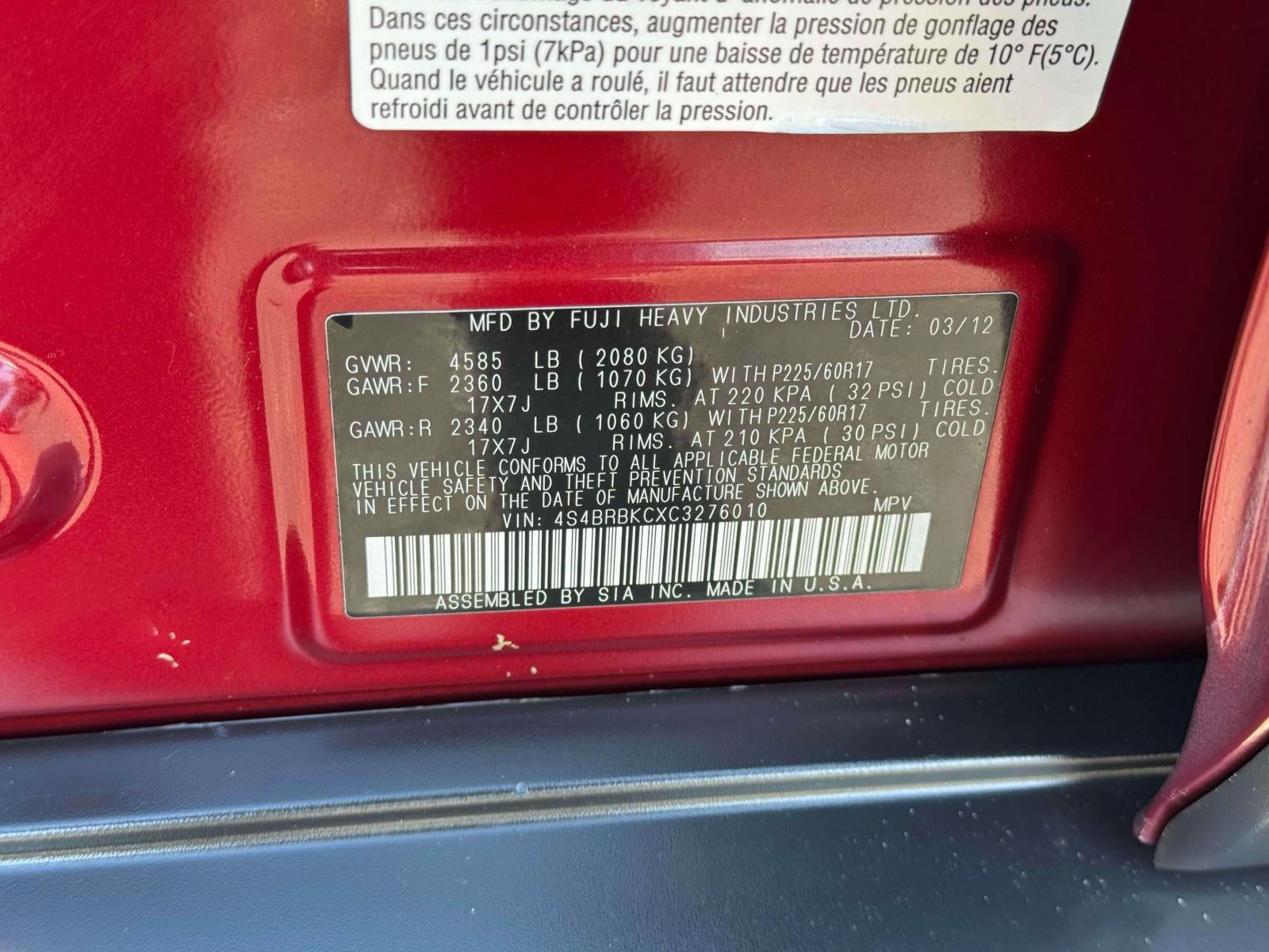 2012 Subaru Outback 2.5i Limited